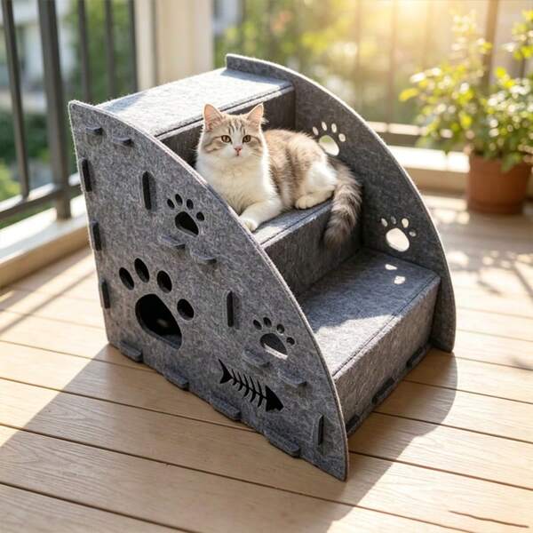 Tangga Ramp Hewan Peliharaan 4 Lapis untuk Kucing dan Anjing, Pijakan Tempat Tidur Anti Selip, Bantalan Panjat Multilapis untuk Anjing dan Kucing Tua dan Muda