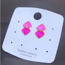 2pcs Geometric Chic Enamel Cube Stud Earrings, Minimalist & Earrings For Women - Blue - View 8