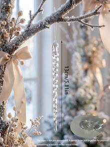 12/24pcs Crystal Clear Christmas Tree Hanging Icicle Decorations, Suitable For Holiday And Winter Party Decor, Christmas Tree DIY Decoration, Living Room Decor, Window Decor, Holiday Party, Wedding, Christmas Party - Multi-color Version 1 - View 8