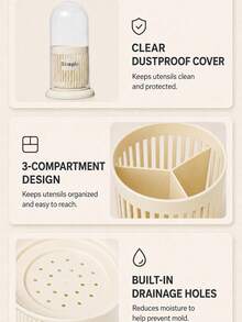 21/Pcs Cutlery Storage Box, Dust-Proof Storage Container, 3D Storage Rack, Multi-Functional Storage Box With Drainage Holes, Kitchen Accessories, Desktop Decor, Holiday Gift, Suitable For Knives/Forks/Spoons/Chopsticks/Peelers/Bottle Openers/Cleaning Brushes - View 7