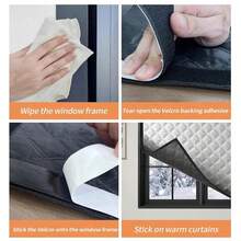 Punch‑Free Winter Thermal Window Curtain, Thick Cold‑Proof Wind Blocking Insulated Window Cover For Bedroom - Silver - View 11