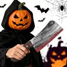 Halloween Prop, Blow Molded Plastic Fruit Knife Toy, Realistic Bloody Cleaver For Prank, Party And Performance - Multicolor - View 5