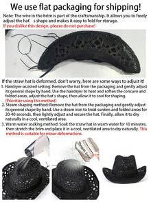 1pc Women's Panama Straw Hat, Bohemian, Hollow Out, Metal Hat Band Decoration, Vacation, Festival Wear - Butterfly - View 4