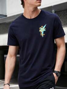 Puma Men's Short Sleeve ROAD TO UNITY Graphic Tee, Comfortable Casual Loose Fit Navy Blue Ribbed Collar T-Shirt 634201-16 - Navy Blue - View 3