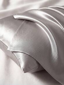 1/2pcs Luxury Silky Soft Pillowcase - Breathable Skin-Friendly, Cool Touch, Solid Color Envelope Closure - Machine Washable, Water-Washed Silk Pillowcase, Single Ice Silk Satin Silk Faux Silk Pillowcase, Gift (Women), Valentine's Day Gift, Mother's Day Gift, Personalized Gift - Light Grey - View 4