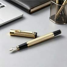 High-Quality Golden Metal Fountain Pen / Equipped With Smooth Nib, Ink Cartridge And Converter / Suitable For Students, Professionals And Office Signatures (Fashionable Writing Tool) - Pen - View 5