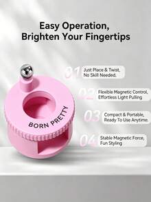 BORN PRETTY 1pc Pink Rotating Cat Eye Magnetic Nail Art Tool, Strong Magnet Fast Shaping, Suitable For Beginners, Home & Salon Nail DIY - Pink - View 7