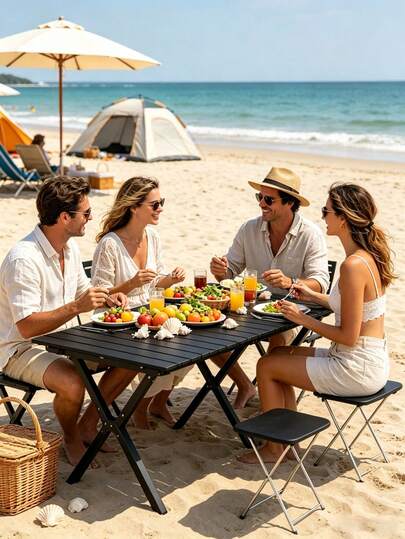 Table de camping pliable en aluminium de style rouleau d'œuf, bureau pliable imperméable et résistant à l'usure avec sac de transport et de rangement, léger et compact pour le camping, la plage, le barbecue et les voyages, parfait pour les passionnés d'activités de plein air, les campeurs en famille et les voyageurs