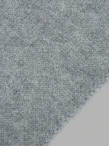 Women's Autumn Casual Cold Shoulder Knit Cape Top, Grey Tone Cream Floral Embroidered Batwing Sleeve Outwear - Grey - View 4