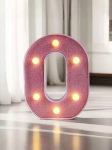 1pc Pink Sequin Glowing Letter/Number Desktop Decorative Night Light, Romantic Proposal Birthday Party Atmosphere Light, Guide Light - Q2-pink Letter Light - View 43