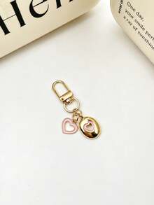 1pc 26 Letters Oil Drop Hollow Heart Pendant Initial Keychain, Bag Charm Pendant, Copper Material, Perfect Gift For Couples And Friends - Random Color - View 26
