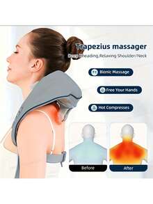 FIYIBAN 3D Kneading Neck And Shoulder Massager, Rechargeable, Office Essential, Mother's Day Gift, Relieve Neck Pain, Upgraded Massage Gun, Portable - Multicolor - View 6