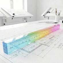 1/2pcs 3D Square Ruler, 15/20/30cm, Precise Scale, Plastic Material, Macaron Color, Rounded Corners, Portable, Suitable For Geometry Drawing, Homework Measurement, Hand Drawing, School Supplies, Christmas Stationery Gift - A - View 5