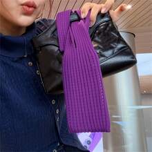 1pc Minimalist Ribbed Knit Phone Storage Bag, Universal Elastic Phone Case, Unisex Portable Handheld Phone Protective Cover, Street Style Phone Storage Pouch - Multicolor - View 4