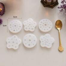 Mini 6pcs Floral Silicone Resin Molds, Jewelry Casting Tools, Suitable For Spring, Valentine's Day, Father's Day, Mother's Day, Thanksgiving, Birthday Gift DIY Molds, Suitable For Earrings, Nail Art, Bracelets, Necklaces, Rings And Other DIY Molds - White - View 6