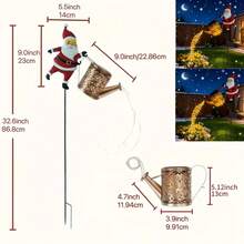 Solar Powered Watering Can Light With LED Fairy Waterfall String Lights, Outdoor Garden Decorative Landscape Light With Water Flow Lighting Effect, Suitable For Yard, Lawn, Patio, Pathway, Halloween Christmas Holiday Party Decoration - Santa Claus Rose Style - View 6