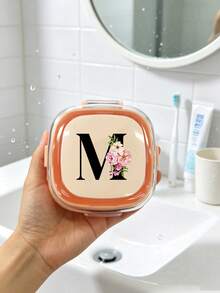 1pc A‑Z Letter‑Printed Square Dental Retainer Box, Flip‑Top Portable Storage Container, Easy‑To‑Clean Denture Bath Case, Invisible Aligner Box, Perfect For Daily Organization, Business Trips, Vacations, Back‑To‑School & All‑Season Oral‑Care Use - Multicolor - View 7