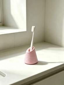 Ins Style Single Toothbrush Holder, 3D Printed Home Bathroom Countertop Toothbrush Stand, Non-Slip Stable Toothbrush Base With Delicate Textured Surface, Single Toothbrush Exclusive Storage, Ventilated Quick Drying, Anti-Accumulation - Multicolor - View 4