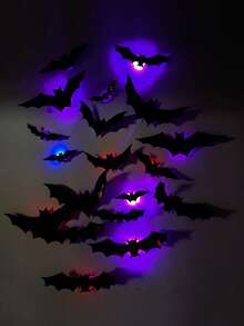 LED Bat Wall Sticker Night Light, 3D Bat Decorative Wall Sticker Lamp, Suitable For Festivals, Parties, Friends Gatherings, Atmosphere Decoration, Multi-Specification Window Garage Decorative Glowing Flashing Wall Sticker - Wall Sticker Lights - View 9
