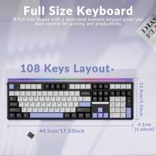 AULA H108 Mechanical Keyboard 108 Keys Hot‑Swap RGB Backlit Quiet Silent Gaming Keyboard For PC Laptop - View 6