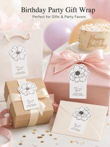 20pcs Floral Thank You Stickers Minimalist Flower Labels Aesthetic Packaging Seals Small Business Gift Wrapping Wedding Favor Bakery Envelope Decoration Supplies - Multicolor - View 4