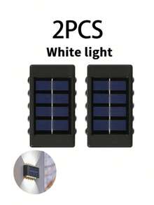 1‑Pack Outdoor Solar Fence Lights, 6‑LED Top & Bottom Illumination High‑Bright Focused Solar Wall Lamp, Warm & Cool White Selectable, Wire‑Free Easy‑Install Weather‑Resistant Decorative Lighting For All‑Season Use, Patio, Backyard, Porch, Railing - 6 LED Lights - View 13
