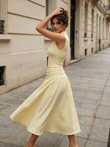 Women Midi Dresses - Yellow - View 2