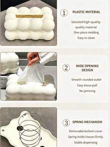 1-3pcs Cloud Shaped Plastic Tissue Box, Square Desktop Tissue Holder, Marshmallow Design, Suitable For Living Room, Bedroom And Dining Table Decoration - Multicolor - View 11