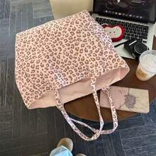 Korean Style Pink Leopard Print Canvas Tote Bag Women 2026 New Versatile Large Capacity Daily Commute Shoulder Bag - Multicolor - View 5