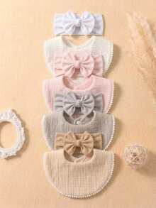 8PCS Candy Color Soft Elastic Baby Hair Accessories, Skin-Friendly Baby Bibs & Drool Cloths Set, Suitable For Daily Use - Multicolor - View 5