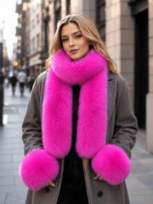 3 Piecesimitation Fox Fur Warm Scarf Sleeve Set, Suitable For Winter, Autumn, Wedding Event, Holiday Beach Date, Valentine's Day Gift,Halloween - Multicolor - View 4