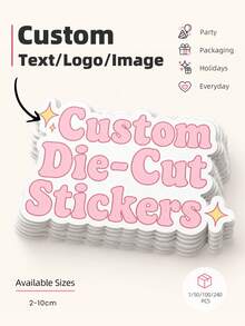 1/50/100/240pcs Personalized Custom Stickers, Multiple Sizes Customizable Text, Suitable For Sports Water Bottles, Envelopes, Invitations, Company Logo, Colorful Stickers, Perfect For Friends, Colleagues, Family, Couples - Multicolor 2 - View 3