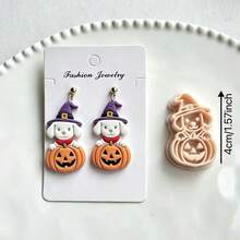 Halloween Series Polymer Clay Molds, Halloween Element Shaped Soft Clay Jewelry Making Molds, Handmade Earring Making Molds - Apricot - View 11