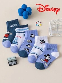 Disney 1/5/10雙迪士尼兒童襪，條紋卡通圖案，米老鼠淺藍色中筒襪，有趣的聖誕禮物 - 彩色 - 查看 3