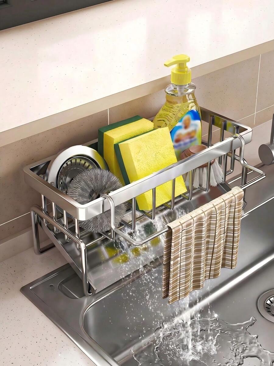 1 st diskhopporganizer i rostfritt stål för köket
