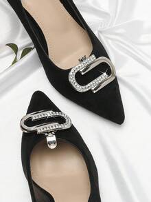 Removable Metal Shoe Flower Buckle Rhinestone Decor Accessories For Sandals Shoe Surface Repair Parts - Silver - View 3