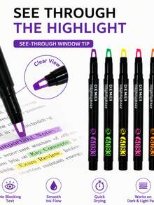 Transparent Fluorescent Markers 6pcs/Pack, Window Tip Transparent Markers, Non-Bleeding Quick-Drying Pens, Suitable For Notes, Study, Journaling And Planning - Transparent 6083 Highlighter - View 9