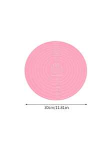 SikeSike 1pc Round Graduated Turntable Non-Slip Mat, Round Silicone Kneading Mat, Large Size Non-Stick Baking Mat With Measurement, Soft Candy Mat, Countertop Mat, Dough Rolling Mat, Oven Liner, Pie Crust Mat - Pink - View 9