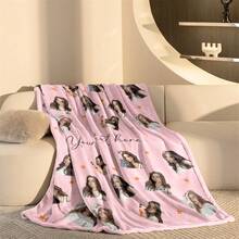Personalized Custom Name And Photo Flannel Blanket, Soft And Comfortable Multi-Functional Customized Gift Blanket, Suitable For Friends Or Gifting, Soft And Comfortable Blanket For Sofa, Couch, Office Bed, Office, Camping, Travel, All Seasons - Multicolor - View 5