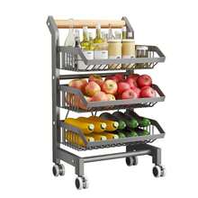 Heavy Duty Rolling Kitchen Storage Rack – 3/4/5-Tier Steel Organizer with Wheels & Wood Handle – Vegetable & Fruit Basket for Onion, Potato, Pantry, Bathroom, Laundry - 3 Schichten - Übersicht 4