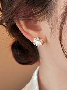 1 Pair Exquisite Luxury Cubic Zirconia Star Stud Earrings Suitable For Women's Holiday And Commute Wear - Yellow Gold - View 5