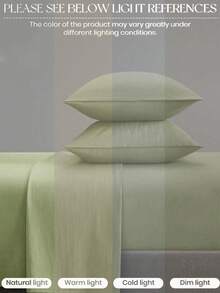 4-Piece Solid Light Green Bedding Set, Easy Care, Soft Bedding Set, Includes Fitted Sheet (1 Flat Sheet + 1 Fitted Sheet + 2 Pillowcases). Solid Color Fitted Sheet Set, Available Sizes: King, Queen, Full, Twin. Fitted Sheet Deep Pocket Design, Fits Up To 11.8 Inch Mattress. Soft And Breathable, Wrinkle-Resistant - Sprout Green - View 6
