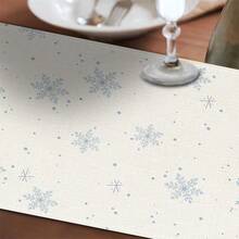 1pc Christmas Table Runner, Watercolor Snowman & Bird Let It Snow Snowflake Print Tablecloth, Winter Holiday Dining Table Home Decor, Accessories Not Included - Multicolor - View 4
