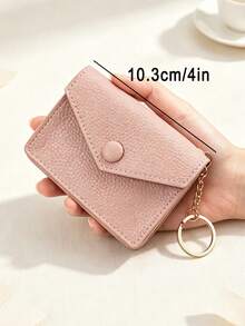 Minimalist Coin Purse, Portable Key Ring Coin Bag, Soft Lychee Texture Feel, Multi-Functional Large Capacity Coin & Card Holder, Card Wallet - Multicolor - View 4