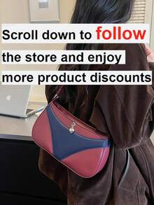 1pc Solid Color PU Leather Women's Shoulder Bag, Commuter Versatile Crossbody Bag With Adjustable Strap - Multicolor - View 2
