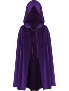 Soft Plush Plush Hooded Cape, Multi-Color Options, Long Train Design, Medieval Wizard Costume, Adult Halloween Party Cosplay Cloak - Multicolor - View 12