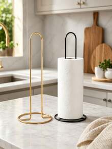 Easy-To-Use Wrought Iron Vertical Paper Towel Holder, Home Kitchen Dining Table Countertop Roll Paper Storage Rack, Stable Round Base Creative Desktop Paper Towel Holder, Suitable For Kitchen Paper Rolls - Multicolor - View 3
