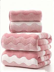 High Absorbency Fluffy Face Towel Bath Towel Set, Suitable For Microfiber Towels. Christmas, Halloween, Holiday Essentials, Beach Towel, Bathroom Accessories, Bathroom, Room Decor, School, Autumn Home Decor - Pink - View 1