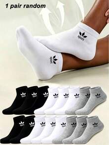 1/6/12 Pairs Men's Letter Print Solid Color Boat Socks, Sweat-Absorbent Breathable Soft Invisible Socks, Couple Socks, Unisex, Suitable For Daily, Sports, Home, Back To School, All Seasons - Multicolor - View 9