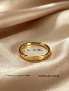 1pc Women's Smooth Gold Letter Embossed Dome Ring, Minimalist Daily Wearable Stackable Fashion Accessory - Letter a - View 5